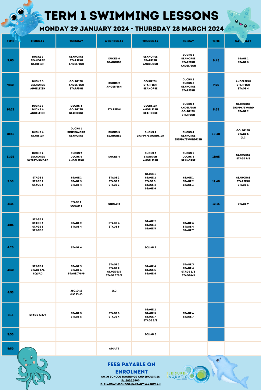 Swim School » Albany Leisure Aquatic Centre